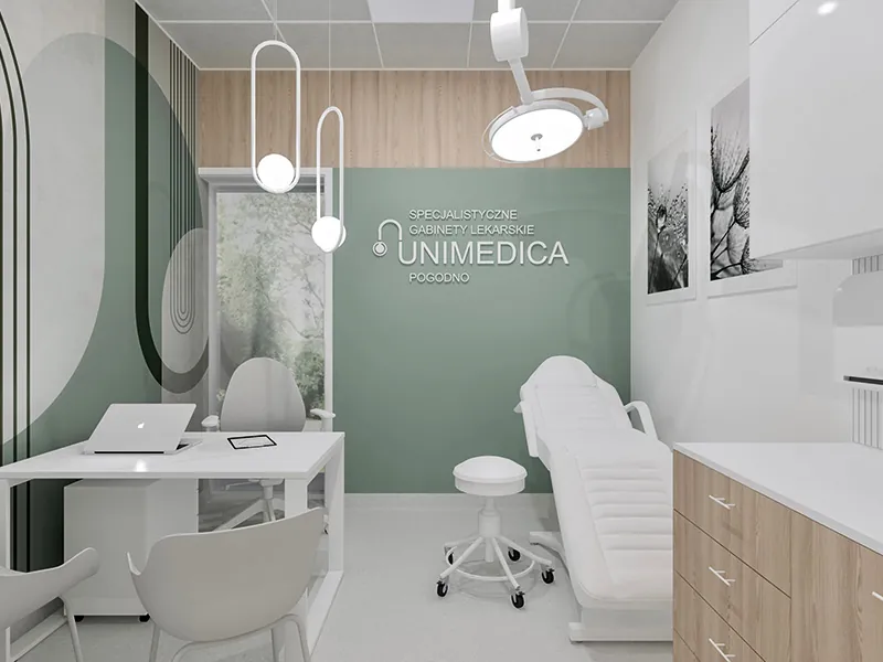 Gabinet zabiegowy z fotelem zabiegowym w UniMedica Pogodno